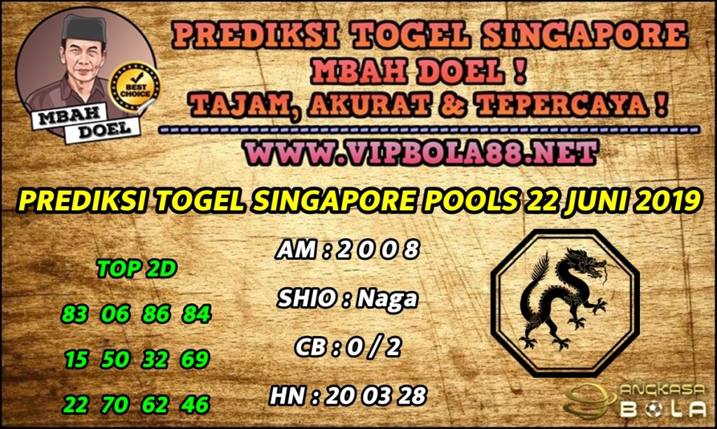 PREDIKSI TOGEL SINGAPORE POOLS 22 JUNI 2019