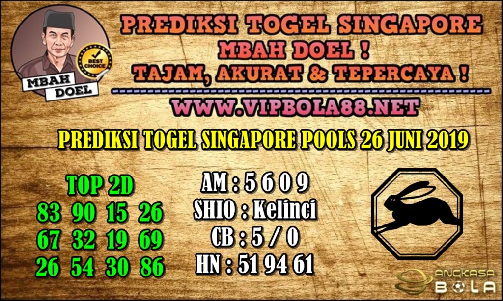 PREDIKSI TOGEL SINGAPORE POOLS 26 JUNI 2019