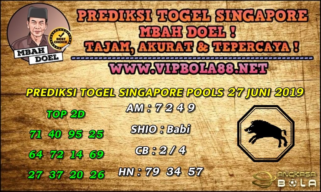 PREDIKSI TOGEL SINGAPORE POOLS 27 JUNI 2019