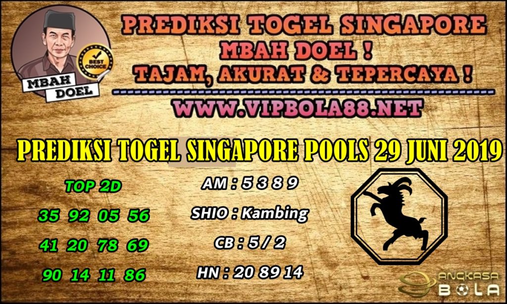 PREDIKSI TOGEL SINGAPORE POOLS 29 JUNI 2019