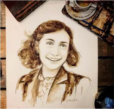 4. Aktris lawas dari Jerman yakni Anne Frank, berhasil dilukis dengan sangat apik