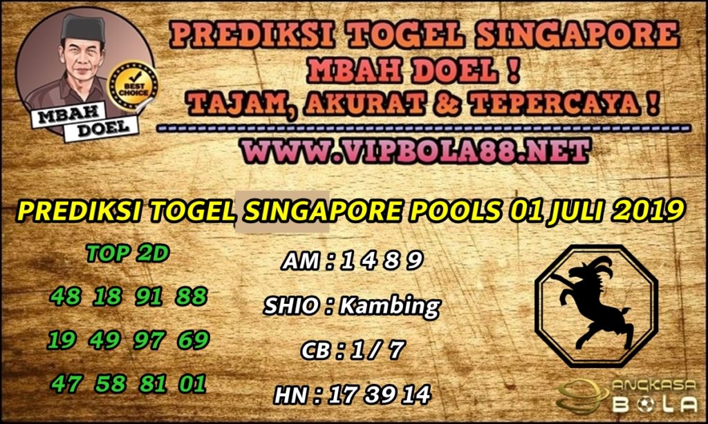 PREDIKSI TOGEL SINGAPORE POOLS 01 JULI 2019