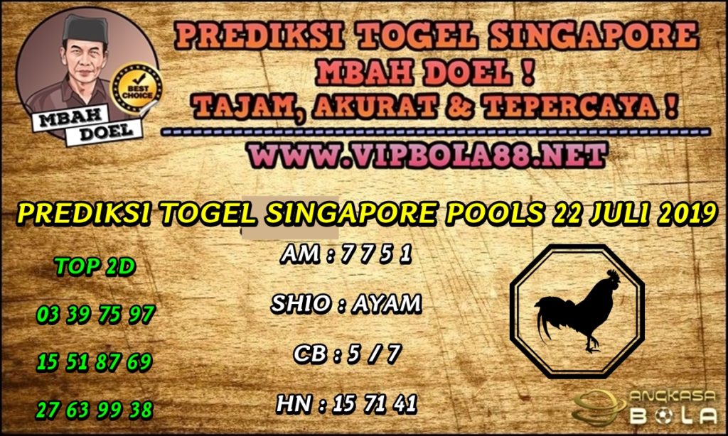 PREDIKSI TOGEL SINGAPORE POOLS 22 JULI 2019