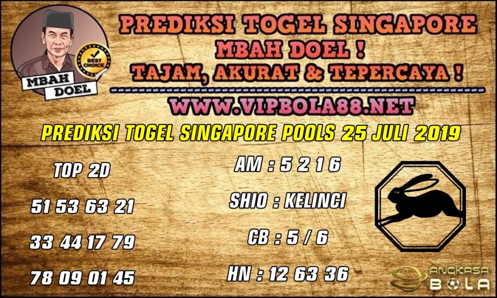 PREDIKSI TOGEL SINGAPORE POOLS 25 JULI 2019