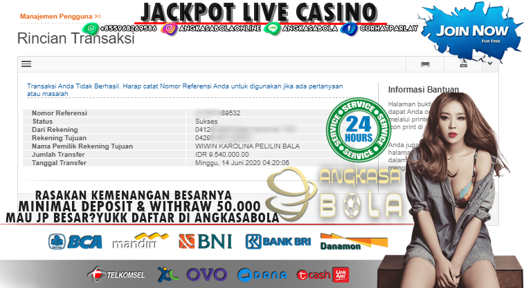 PEMENANG JACKPOT LIVE CASINO DI ANGKASABOLA 14 JUNI 2020