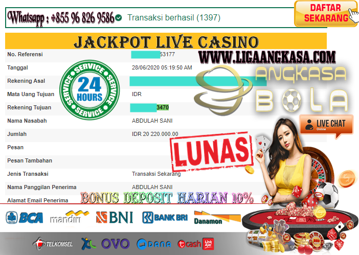 Jackpot Live Casino 28 JUNI 2020 Di ANGKASABOLA