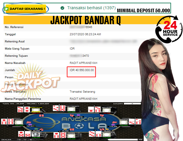 Jackpot Bandar Q 23 JULI 2020 Di ANGKASABOLA