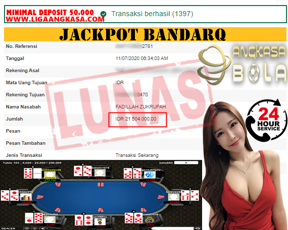 PEMENANG JACKPOT BANDAR Q DI ANGKASABOLA 11 JULI 2020