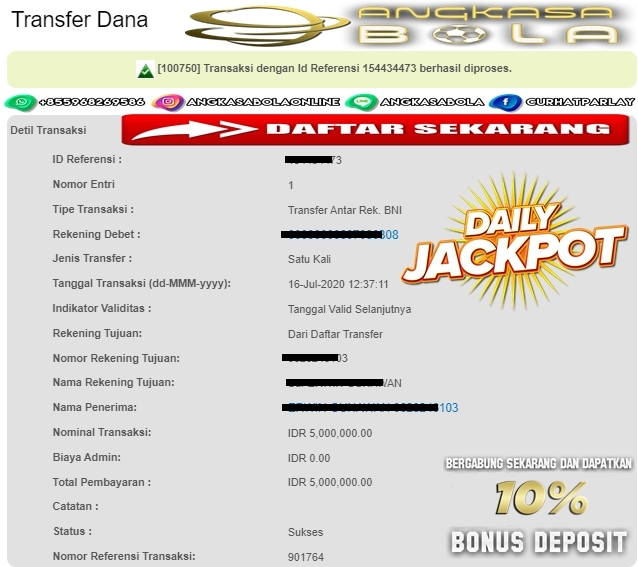 Jackpot SLOT JDB 16 JULI 2020 Di ANGKASABOLA