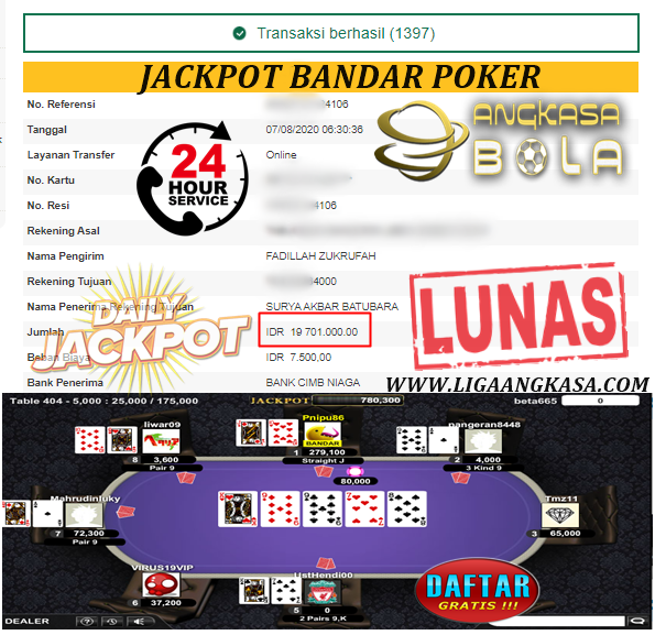 Jackpot Bandar Poker Jebol Bosku Kamis 07 Agustus 2020