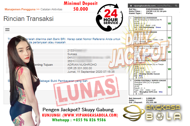 Jackpot Mix Parlay Jebol Bosku Jumat 11 September 2020