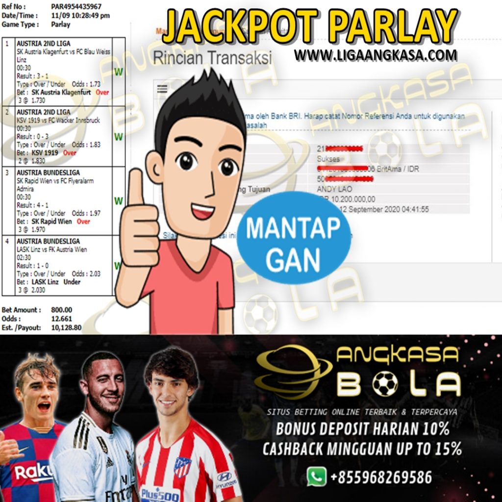 Jackpot Parlay 4 Tim 10 Juta !!