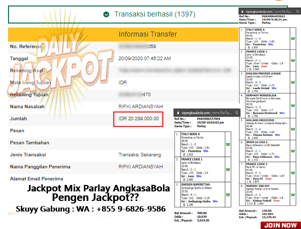 Pemenang Jackpot Besar Mix Parlay 20 September 2020