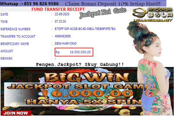 Pemenang Jackpot Besar Slot Koi Gate 22 September 2020