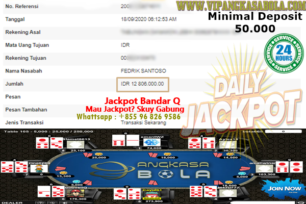 Jackpot Bandar Q Line 2 Bosku Jumat 18 September 2020