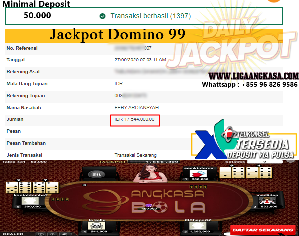 Pemenang Jackpot Besar Domino 99 27 September 2020