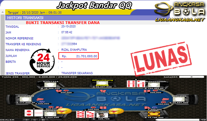 Pemenang Jackpot Besar Bandar QQ 20 Oktober 2020