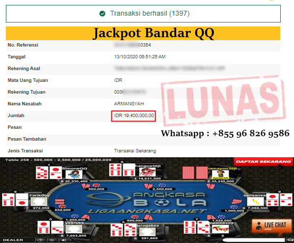 Pemenang Jackpot Besar Bandar QQ 13 Oktober 2020