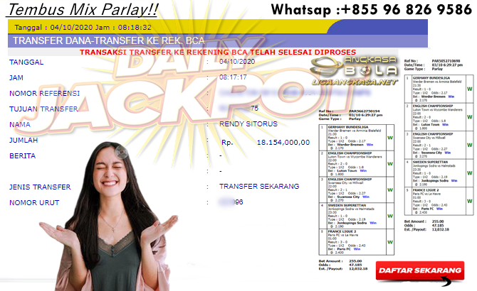 Pemenang Jackpot Besar Mix Parlay 04 Oktober 2020