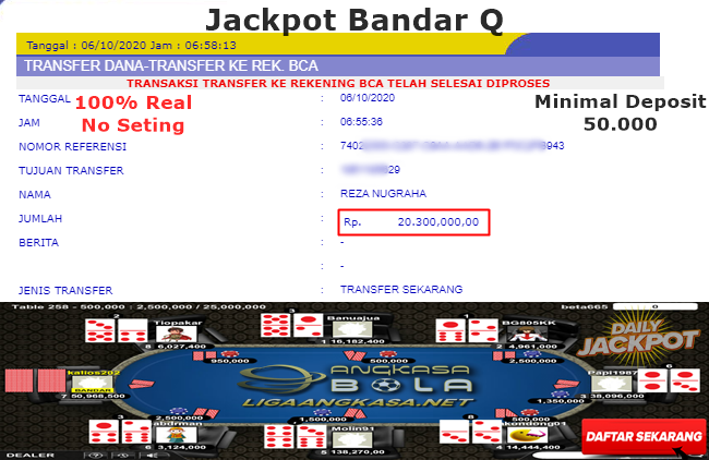 Pemenang Jackpot Besar Bandar QQ 06 Oktober 2020