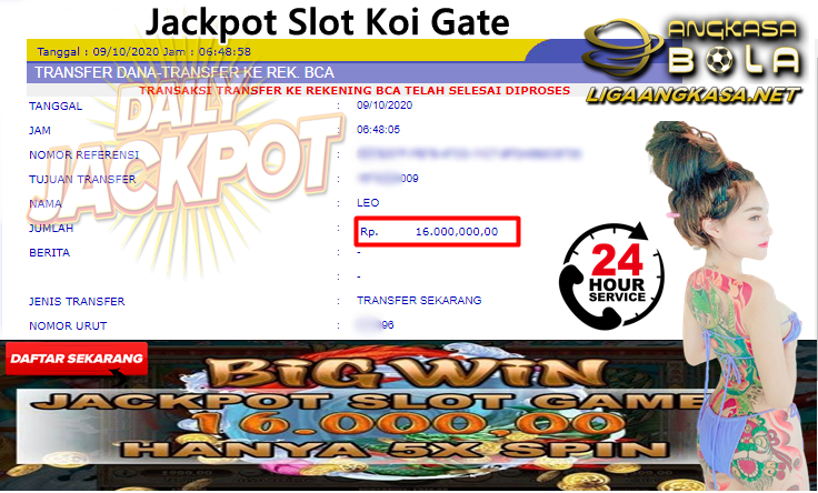 Pemenang Jackpot Besar Slot Koi Gate Racing 09 Oktober 2020