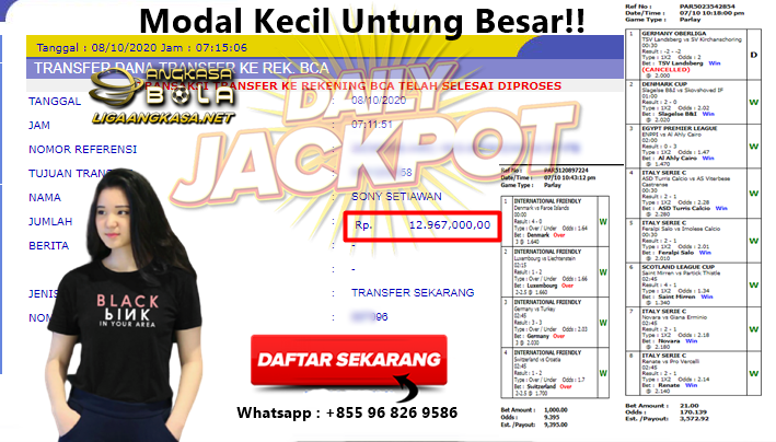 Pemenang Jackpot Besar Mix Parlay 08 Oktober 2020