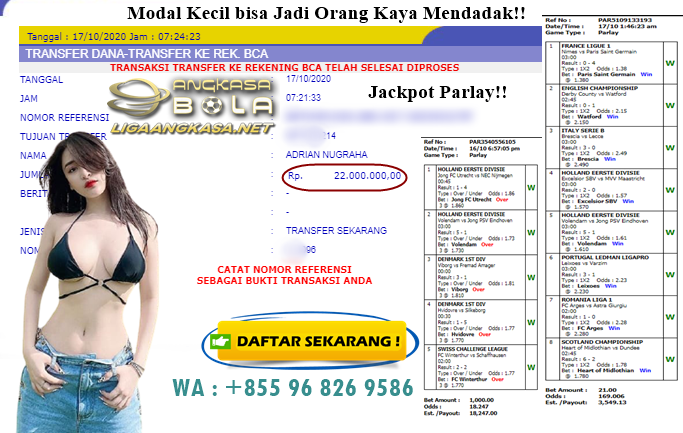 Pemenang Jackpot Besar Mix Parlay 17 Oktober 2020