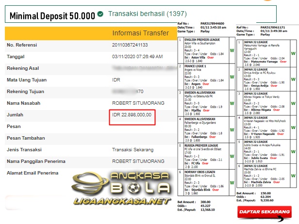 Pemenang Jackpot Besar Mix Parlay 03 November 2020