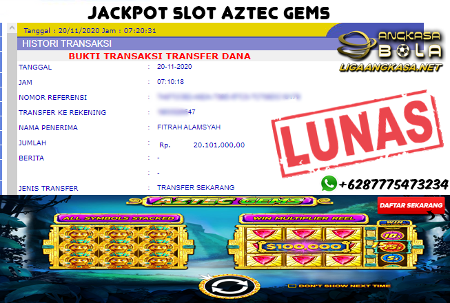 Pemenang Jackpot Besar Slot Habanero Aztec Gems 20 November 2020