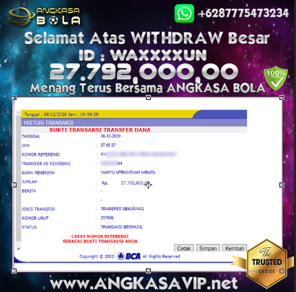 Pemenang Jackpot Besar Wm Casino Di Angkasabola 08 Desember 2020