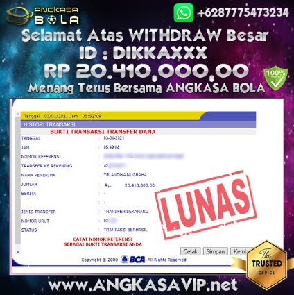 Pemenang Jackpot Besar Slot Over Under Di Angkasabola 03 January 2021