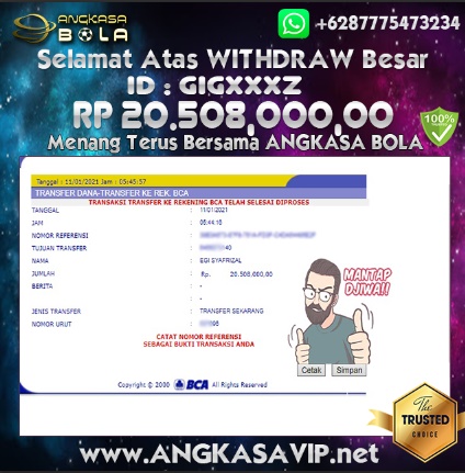 Pemenang Jackpot Besar Over Under Di Angkasabola 11 January 2021