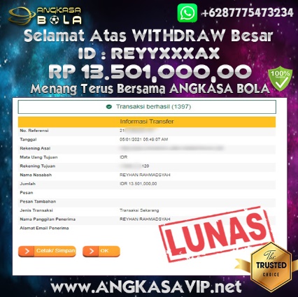 Pemenang Jackpot Besar Bandar QQ Di Angkasabola 05 January 2020