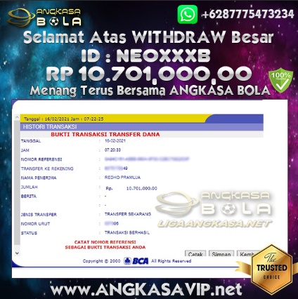 Bukti Menang Besar Slot AFB Gaming 16 Februari 2021 Angkasabola