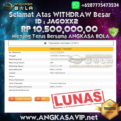 Bukti Menang Besar WM CASINO 17 Maret 2021 Angkasabola