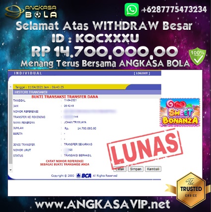 Bukti Menang Besar Slot Sweet Bonanza 11 April 2021 Angkasabola