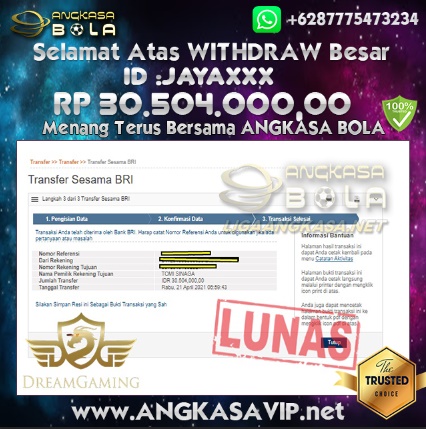 Bukti Menang Besar Slot Dream Gaming 21 April 2021 Angkasabola