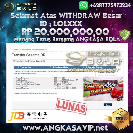 Bukti Menang Besar Slot Jdb Lucky Racing 22 April 2021 Angkasabola