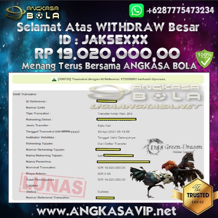 Bukti Menang Besar Sabung Ayam 30 April 2021 Angkasabola