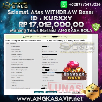 Bukti Menang Besar Slot BONANZA GOLD 6 April 2021 Angkasabola