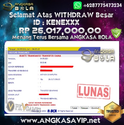 Bukti Menang Besar Bandar QQ 4 Mei 2021 Angkasabola