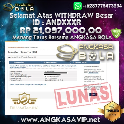 Bukti Menang Besar Casino Dream Gaming 3 Mei 2021 Angkasabola