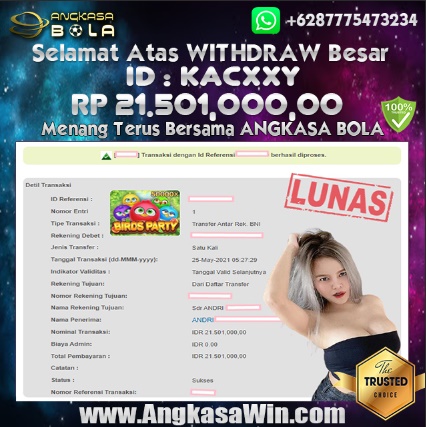 Bukti Menang Besar Slot Birds Party 25 Mei 2021 Angkasabola