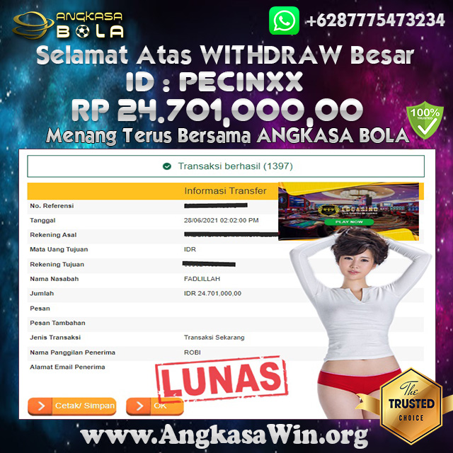 Bukti Menang Besar Casino LG Casino 28 JUNI 2021 Angkasabola