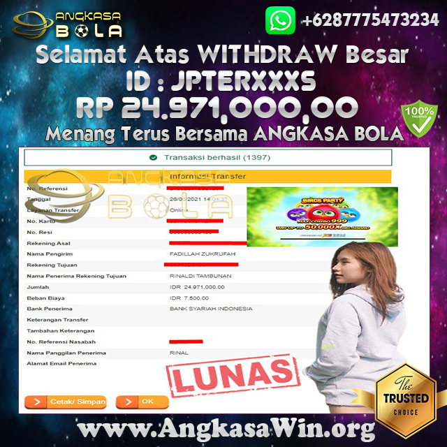 Bukti Menang Besar Slot Bird Party 26 JUNI 2021 Angkasabola