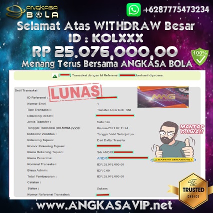 Bukti Menang Besar Slot Mimi Gaming 4 JUNI 2021 Angkasabola