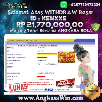 Bukti Menang Besar Slot Lucky Fuwa 9 JUNI 2021 Angkasabola