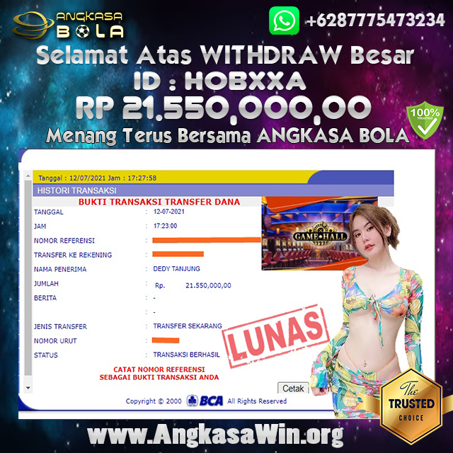 Bukti Menang Besar Slot Game Hall 12 Juli 2021 Angkasabola