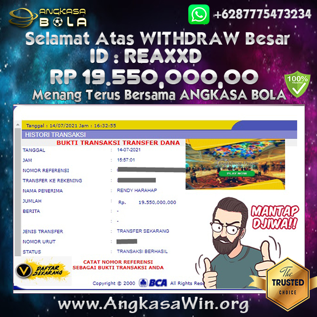 Bukti Menang Besar Casino GD88 14 Juli 2021 Angkasabola