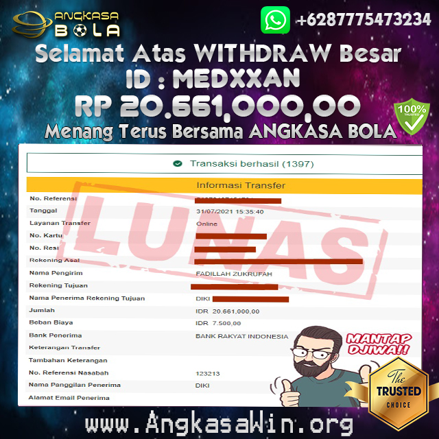 Bukti Menang Besar WM Casino 31 Juli 2021 Angkasabola